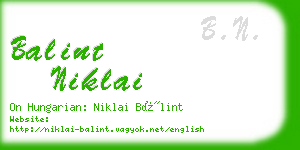 balint niklai business card